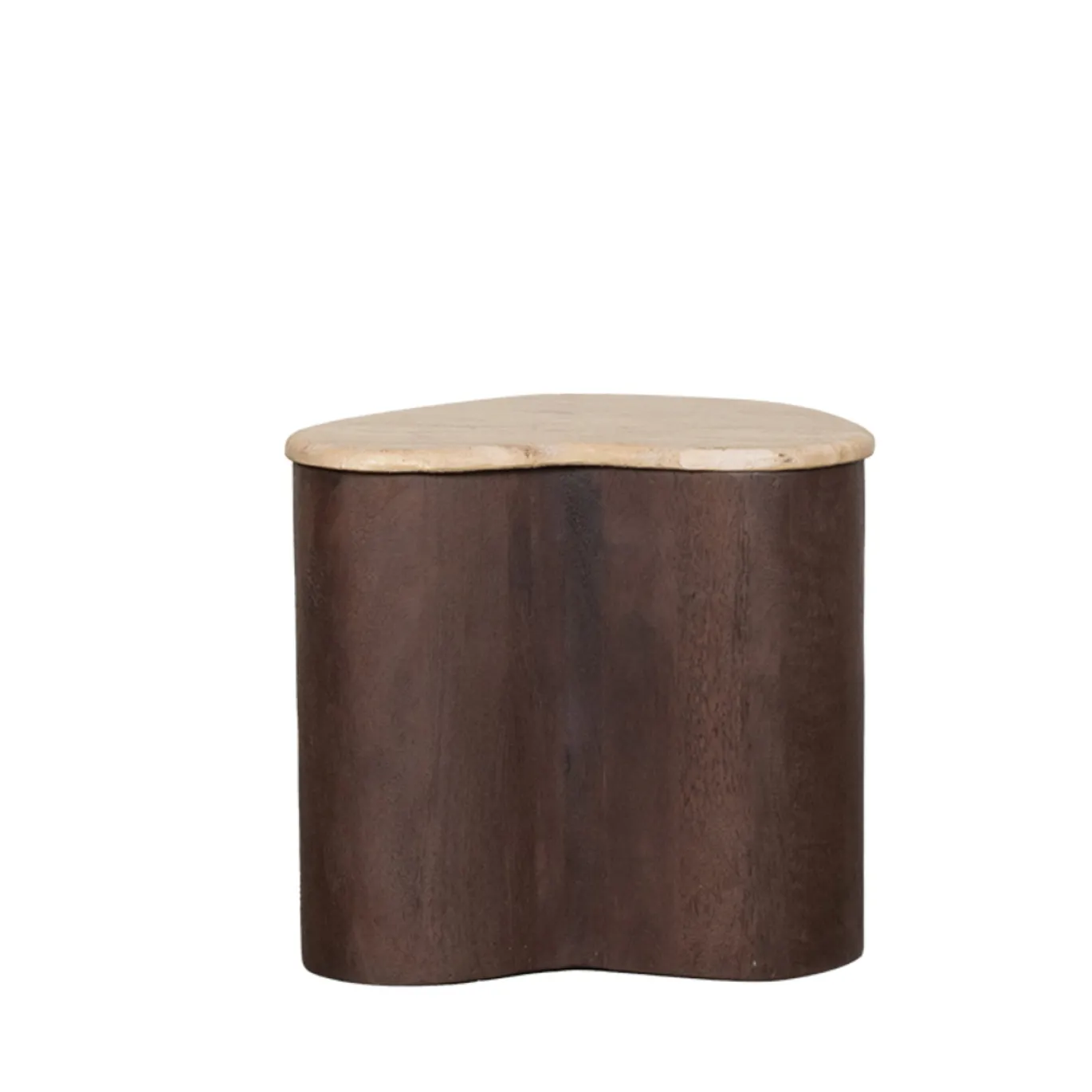 LABEL51 Bijzettafel Davi Travertin/Espresso 40cm