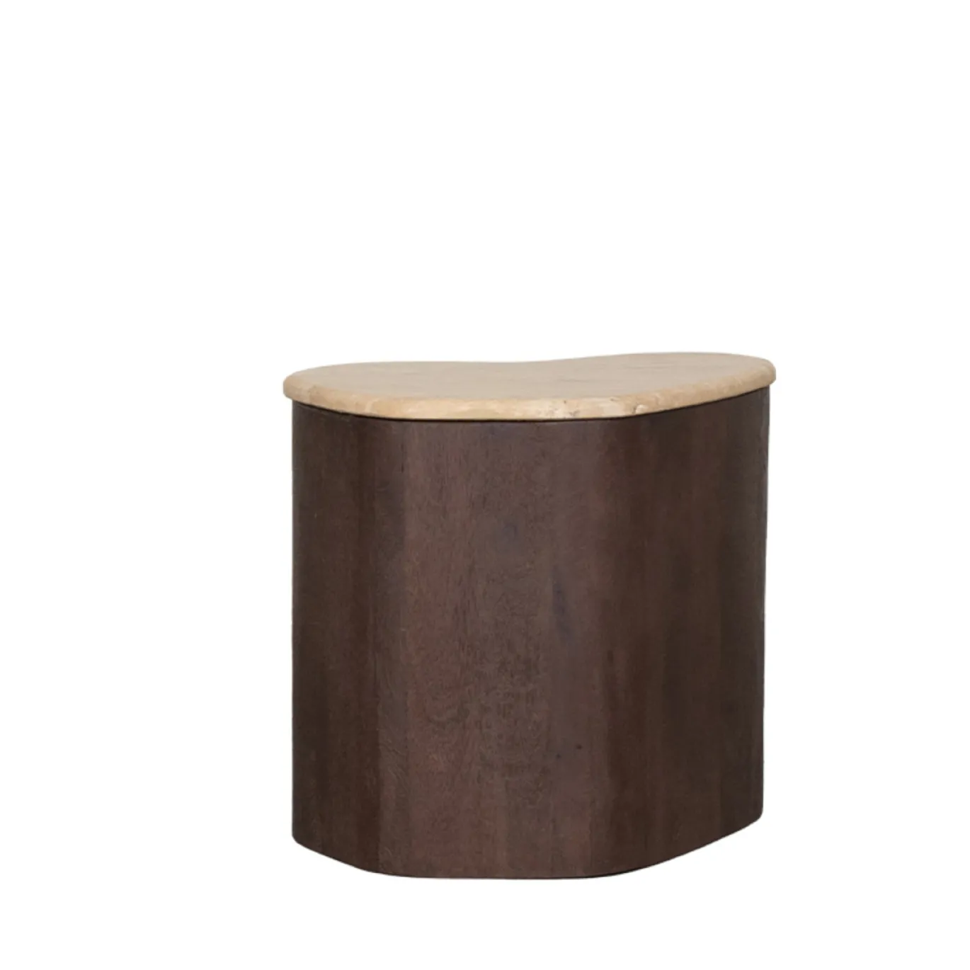 LABEL51 Bijzettafel Davi Travertin/Espresso 40cm