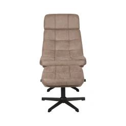 LABEL51 Draaifauteuil Alvar Taupe Micro Suede Incl. Hocker