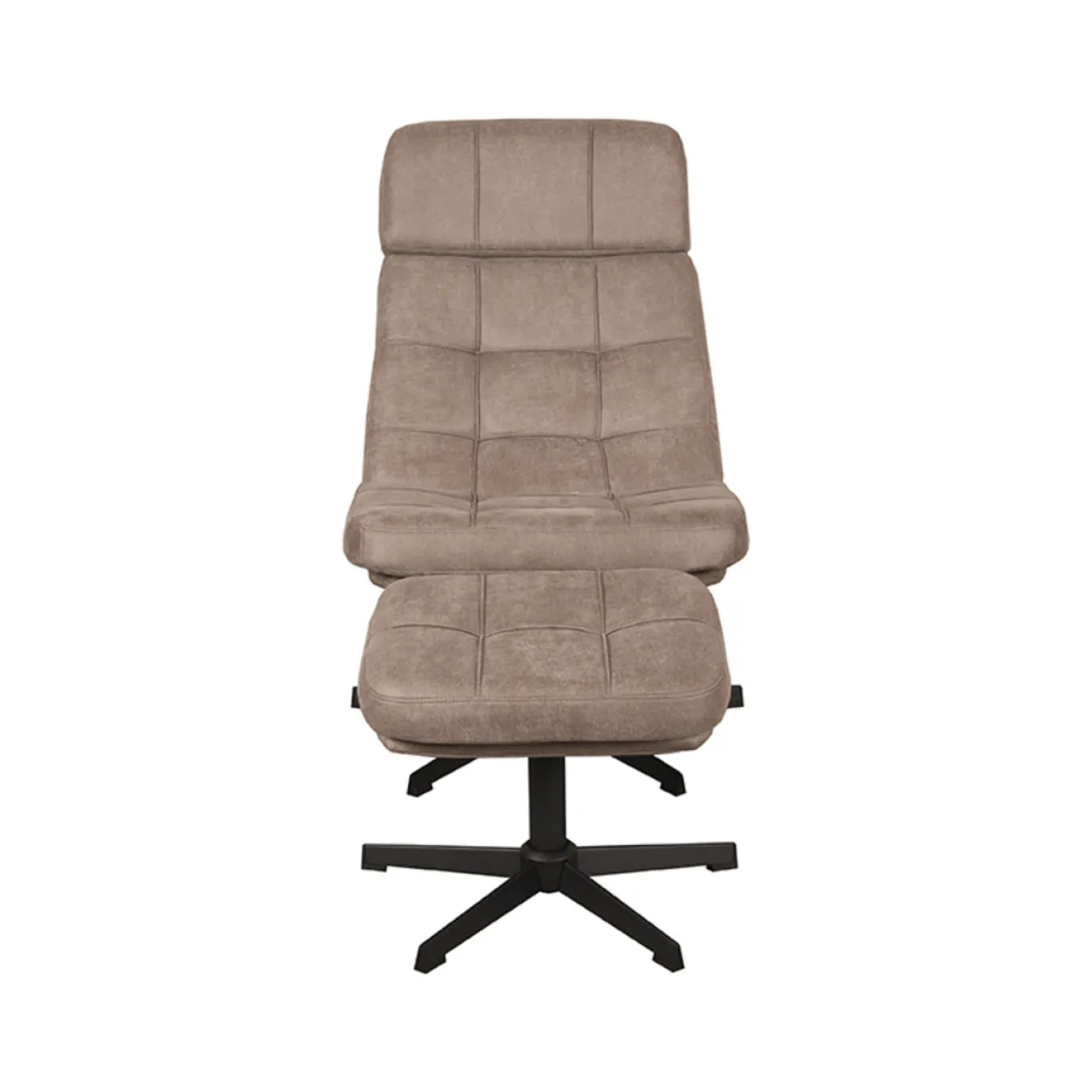 LABEL51 Draaifauteuil Alvar Taupe Micro Suede Incl. Hocker