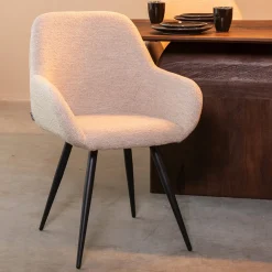 LABEL51 Eetkamerstoel Fender - Naturel - Bouclé