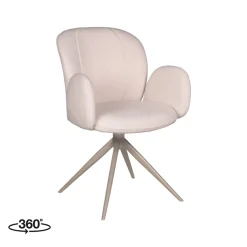LABEL51 Eetkamerstoel Kimball Bouclé Naturel/Taupe Draaibaar