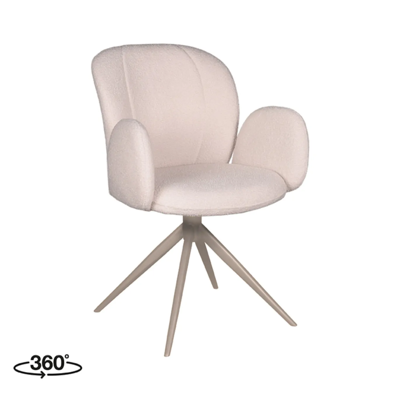 LABEL51 Eetkamerstoel Kimball Bouclé Naturel/Taupe Draaibaar