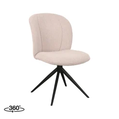 LABEL51 Eetkamerstoel Kimo Bouclé Naturel/Zwart Draaibaar