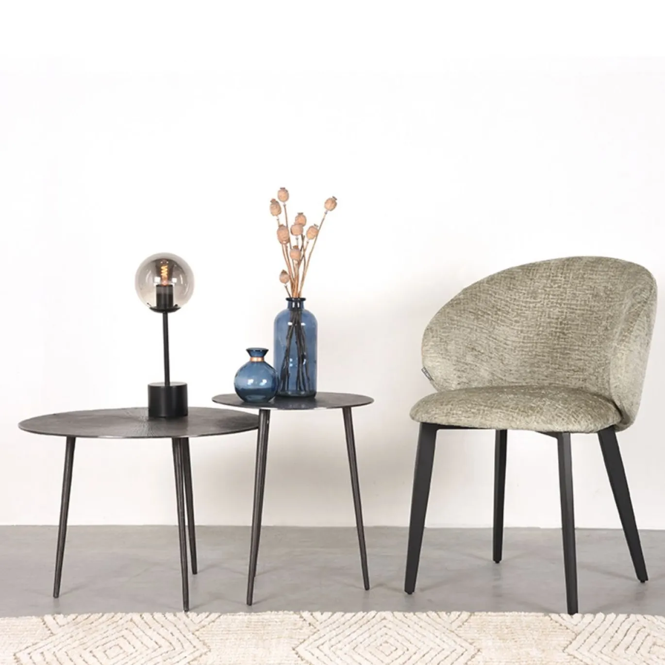 LABEL51 Eetkamerstoel Logan Beige Fluweel