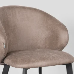 LABEL51 Eetkamerstoel Logan Taupe Micro Suède