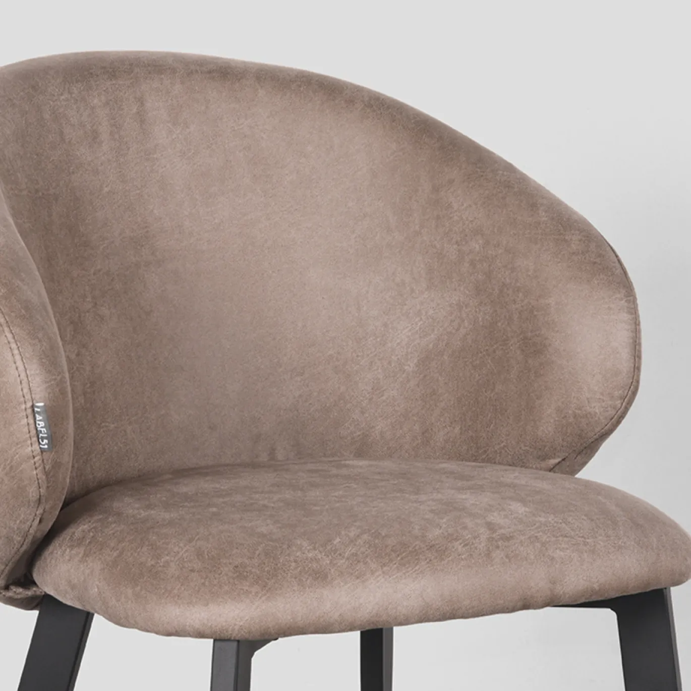 LABEL51 Eetkamerstoel Logan Taupe Micro Suède