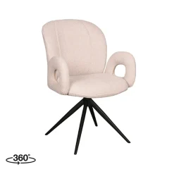 LABEL51 Eetkamerstoel Neo Bouclé Naturel/Zwart Draaibaar