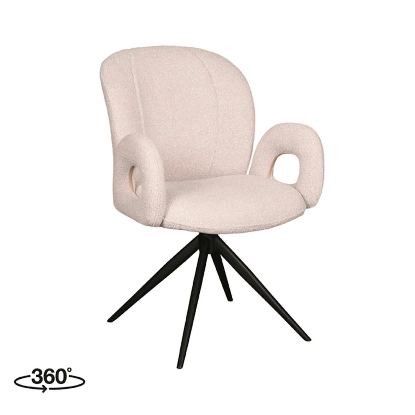 LABEL51 Eetkamerstoel Neo Bouclé Naturel/Zwart Draaibaar