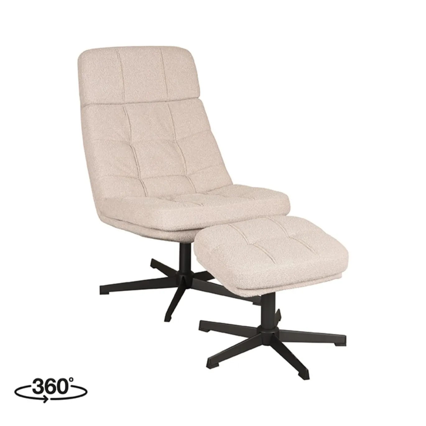 LABEL51 Fauteuil Alvar + Hocker Naturel Boucle