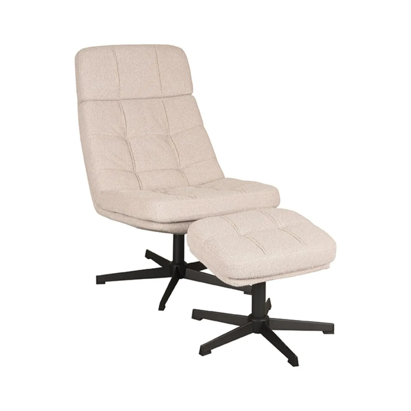 LABEL51 Fauteuil Alvar + Hocker Naturel Boucle