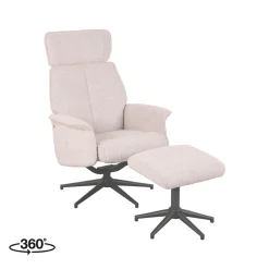 LABEL51 Fauteuil Verdal + Hocker Naturel Boucle