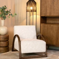 LABEL51 Fauteuil Viggo Bouclé Naturel/Walnoot