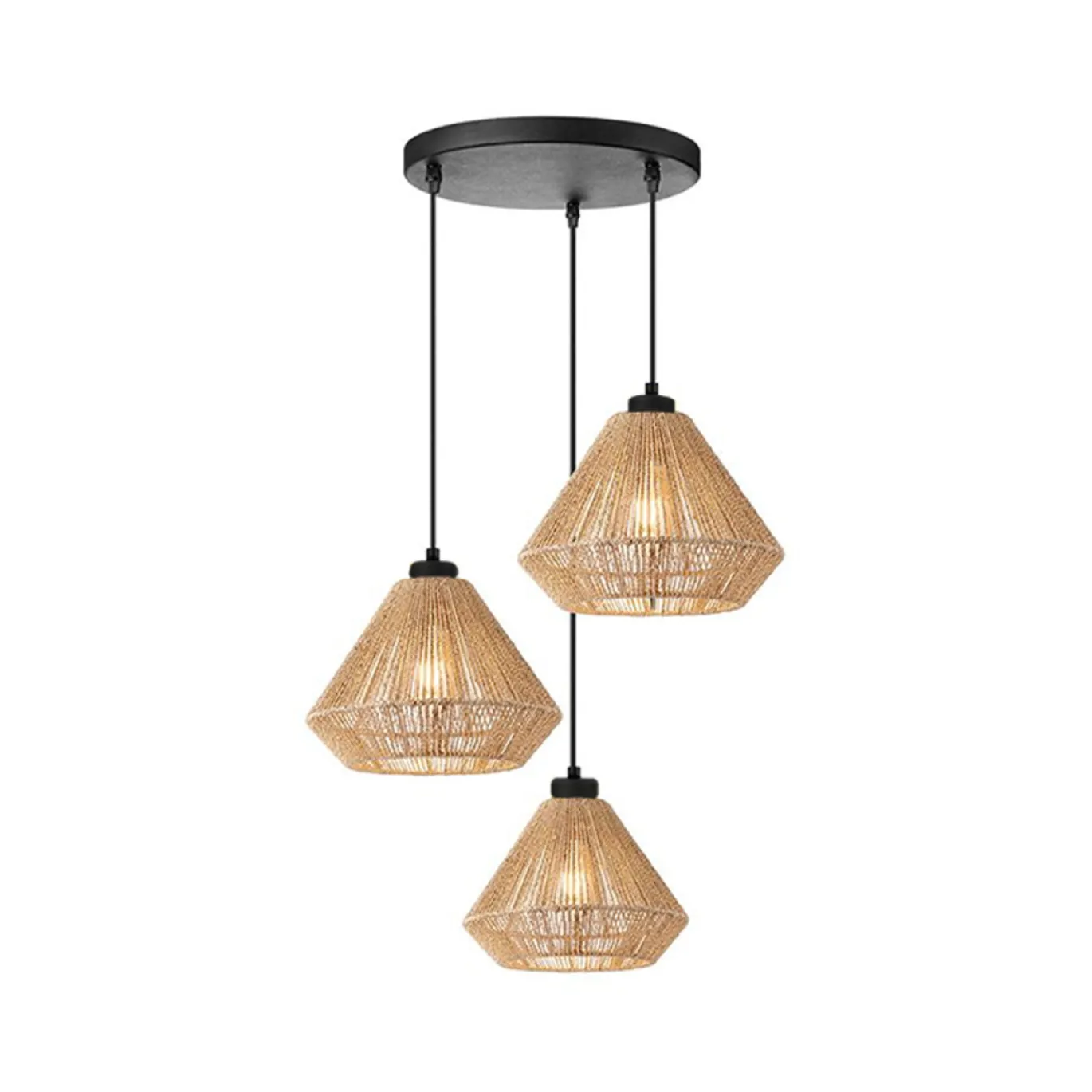 LABEL51 Hanglamp Ibiza Diamond 3-Lichts Naturel Jute
