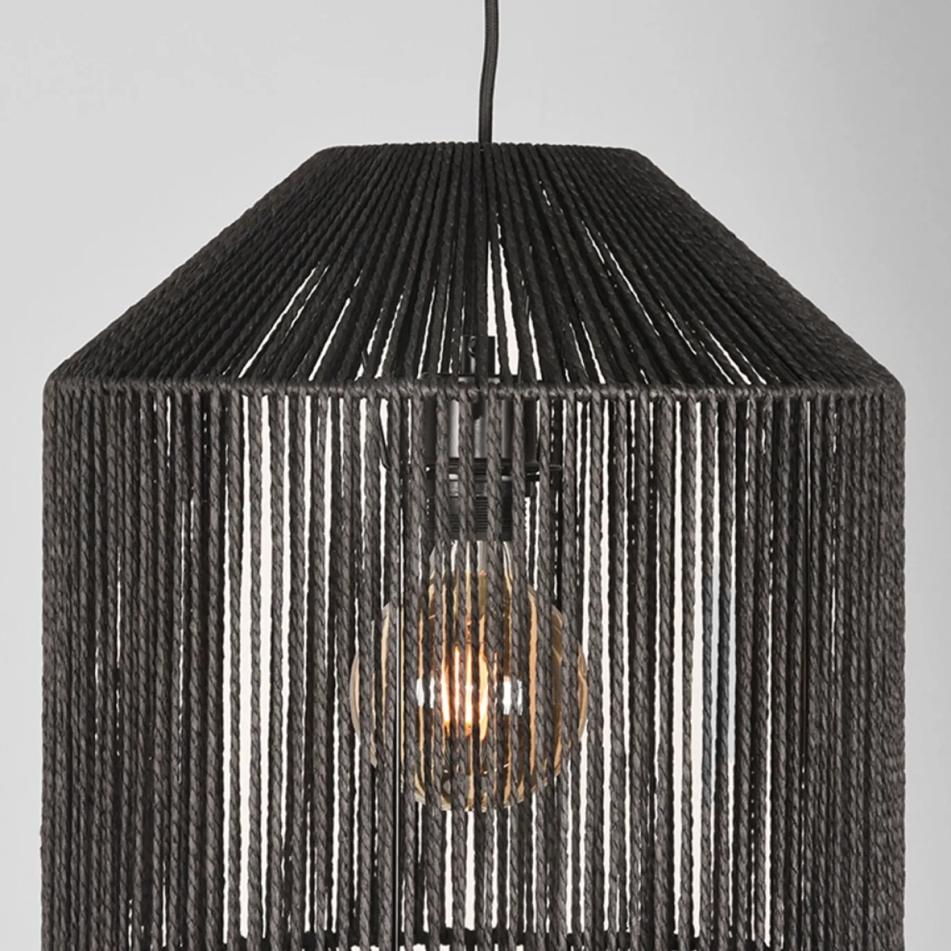 LABEL51 Hanglamp Ibiza - Zwart - Jute - 1-Lichts Cilinder