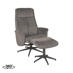 LABEL51 Relaxfauteuil Bergen Antraciet Cosmo Incl. Hocker