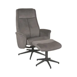 LABEL51 Relaxfauteuil Bergen Antraciet Cosmo Incl. Hocker