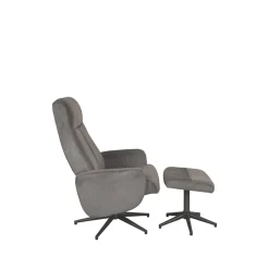 LABEL51 Relaxfauteuil Bergen Antraciet Cosmo Incl. Hocker