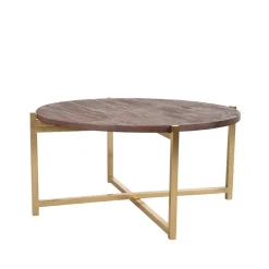 LABEL51 Salontafel Dox Espresso Hout Goud Onderstel Ø70cm