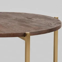 LABEL51 Salontafel Dox Espresso Hout Goud Onderstel Ø70cm