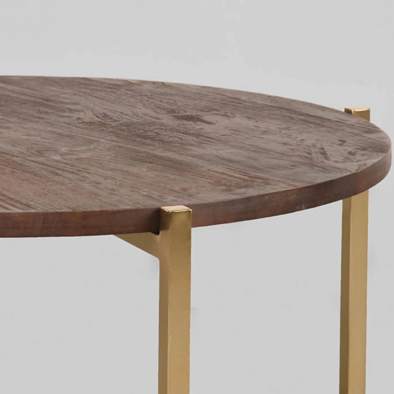 LABEL51 Salontafel Dox Espresso Hout Goud Onderstel Ø70cm