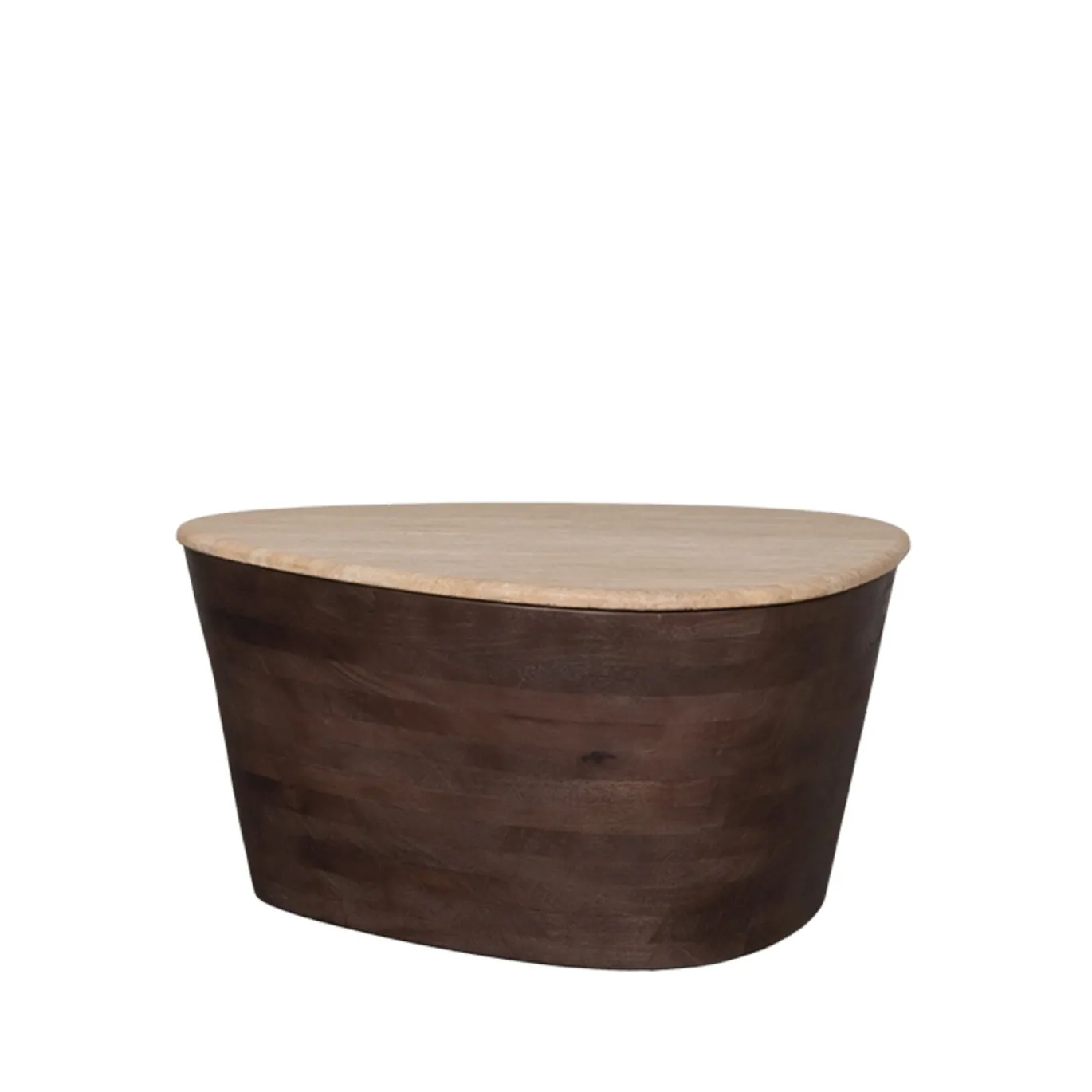 LABEL51 Salontafel Ravi Travertin/Espresso 70cm