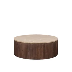 LABEL51 Salontafel Ribble Travertin/Espresso Ø70cm