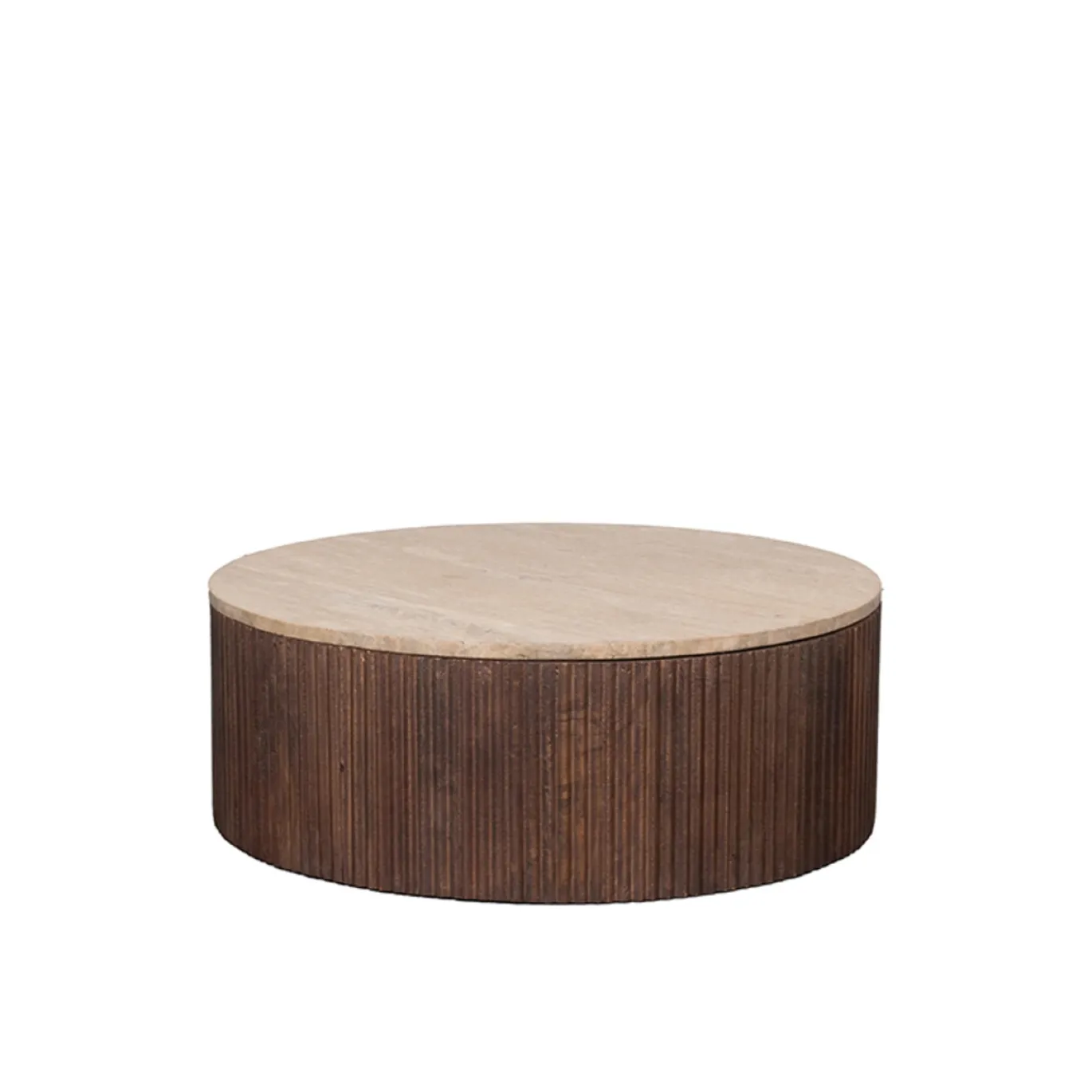 LABEL51 Salontafel Ribble Travertin/Espresso Ø70cm