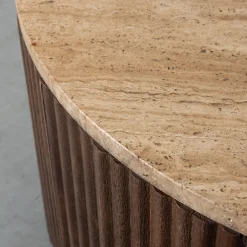 LABEL51 Salontafel Ribble Travertin/Espresso Ø70cm