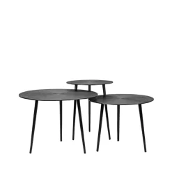 LABEL51 Salontafels Nobby Zwart Metaal 60 cm (Set van 3)