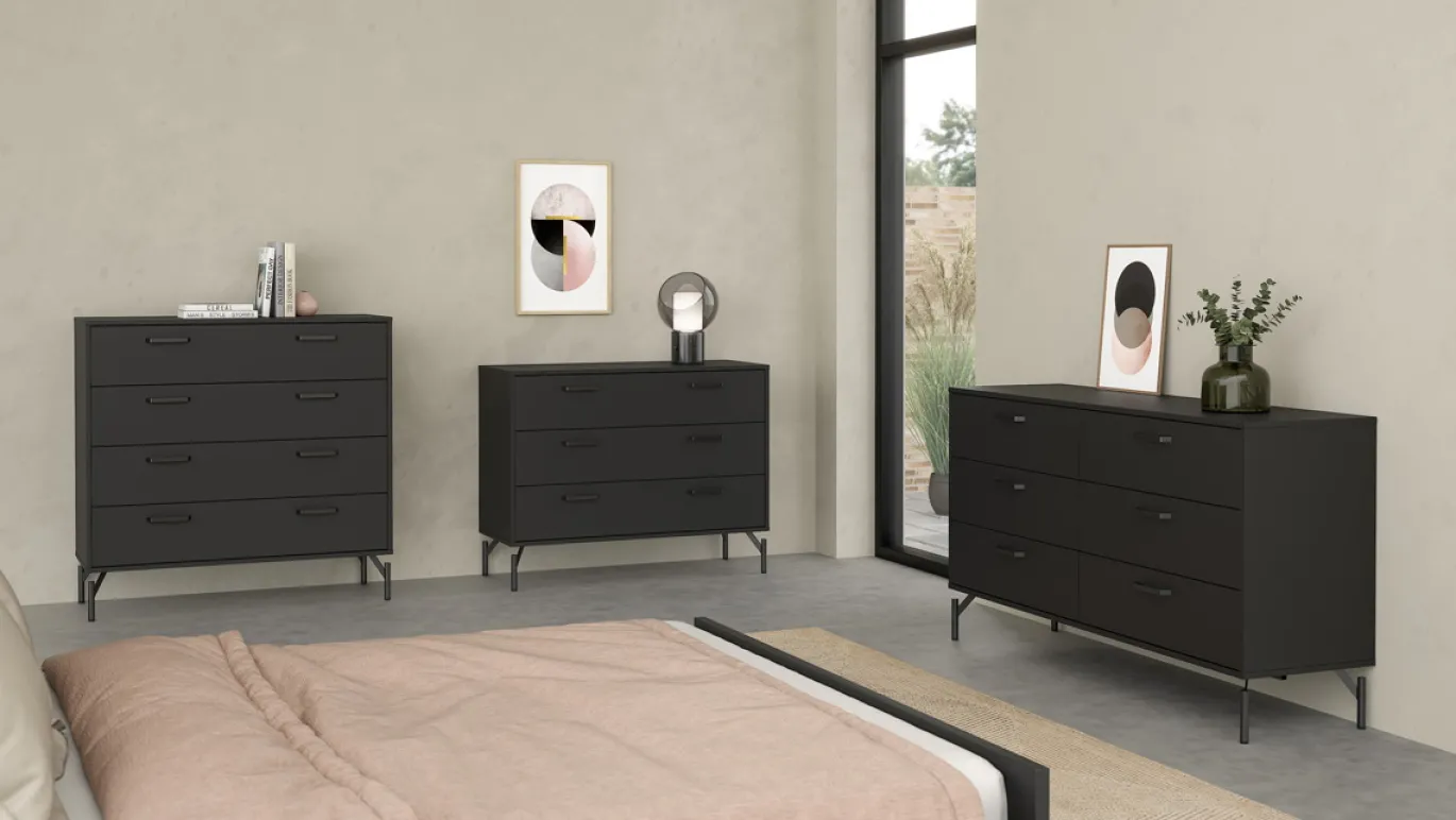 Ladekast Dana Mat Zwart 3-lades - Giga Living