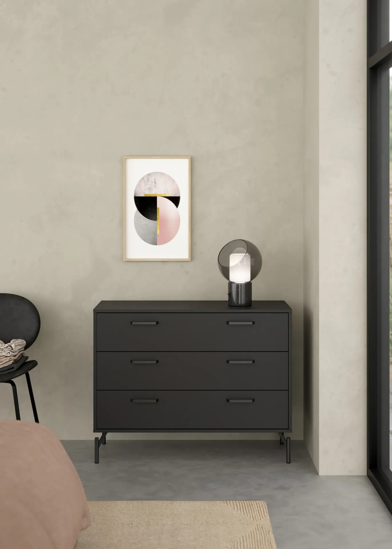 Ladekast Dana Mat Zwart 3-lades - Giga Living