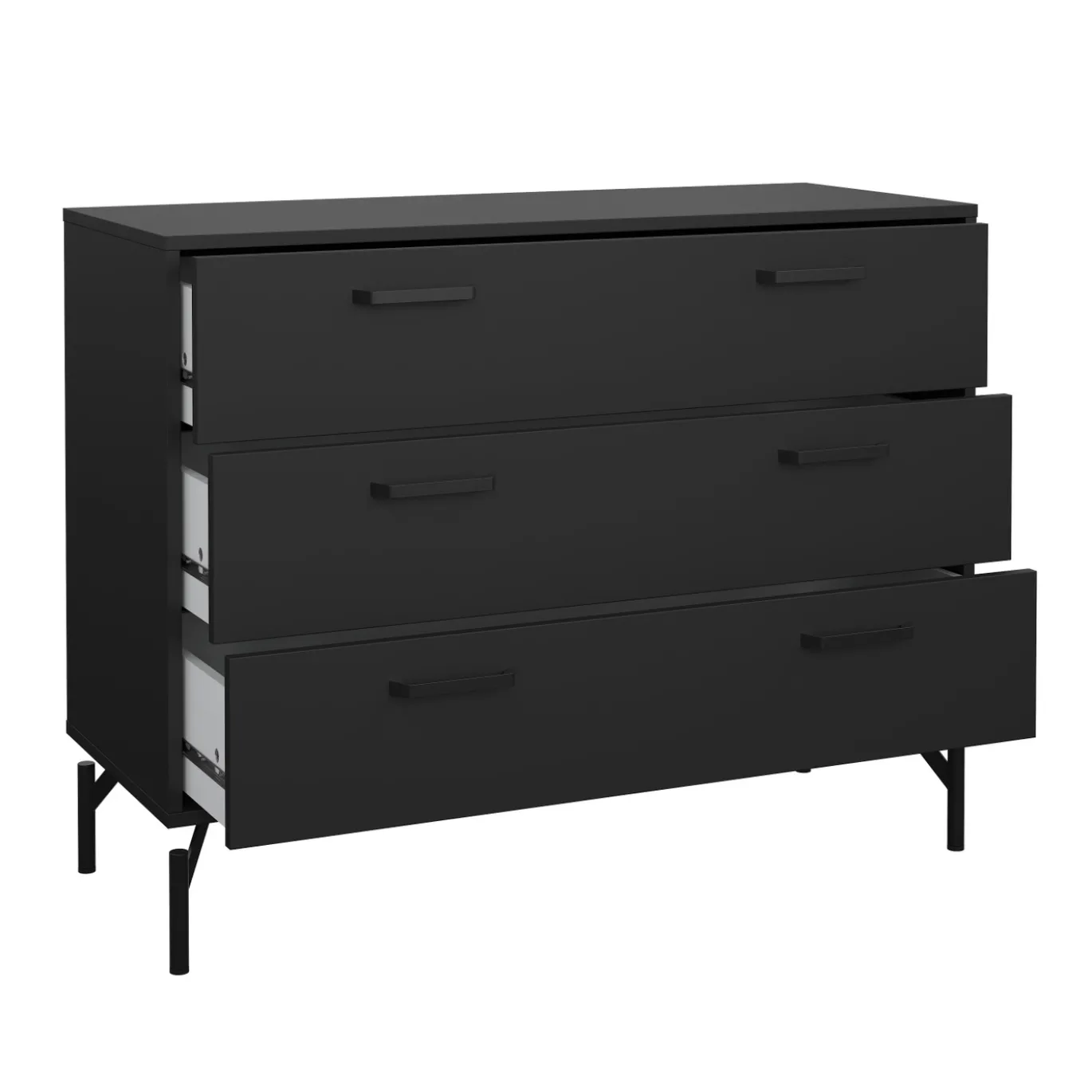 Ladekast Dana Mat Zwart 3-lades - Giga Living