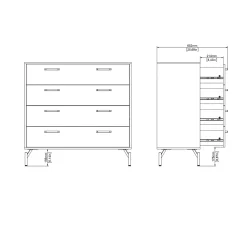 Ladekast Dana Mat Zwart 4-lades - Giga Living