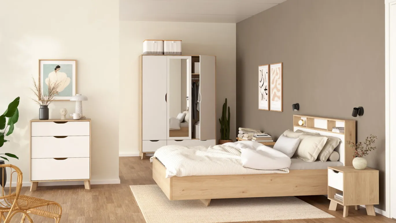 Ladekast Ikast Wit Jackson Hickory 3-lades - Giga Living