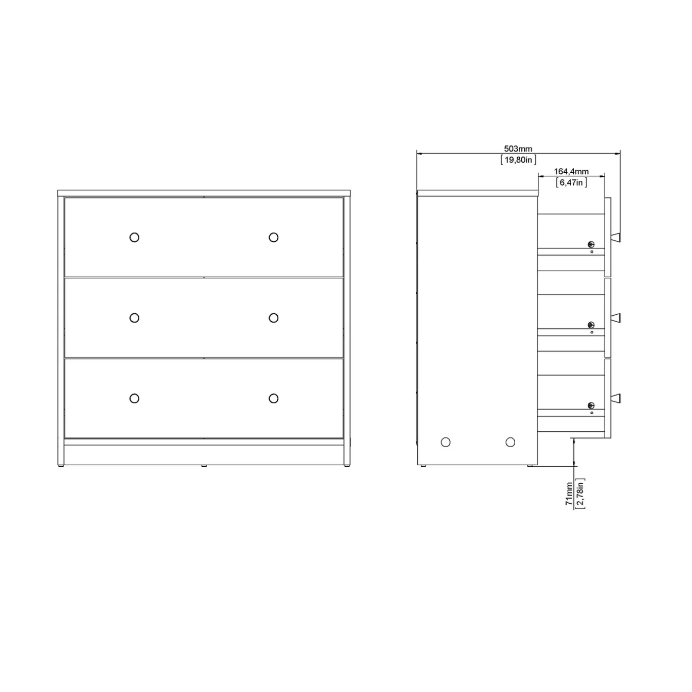 Ladekast May Jackson Hickory 3-lades - Giga Living