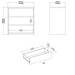 Ladekast Next Jackson Hickory Wit Hoogglans 3-lades - Giga Living