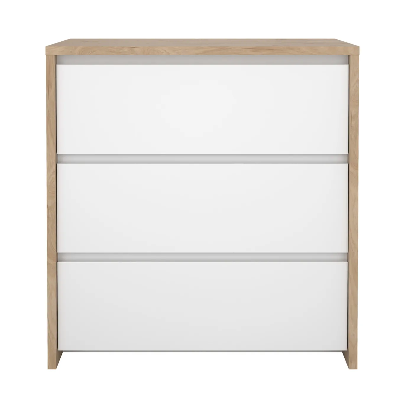 Ladekast Next Jackson Hickory Wit Hoogglans 3-lades - Giga Living