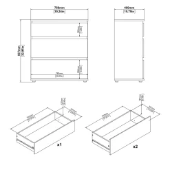 Ladekast Nova Jackson Hickory 3-lades - Giga Living