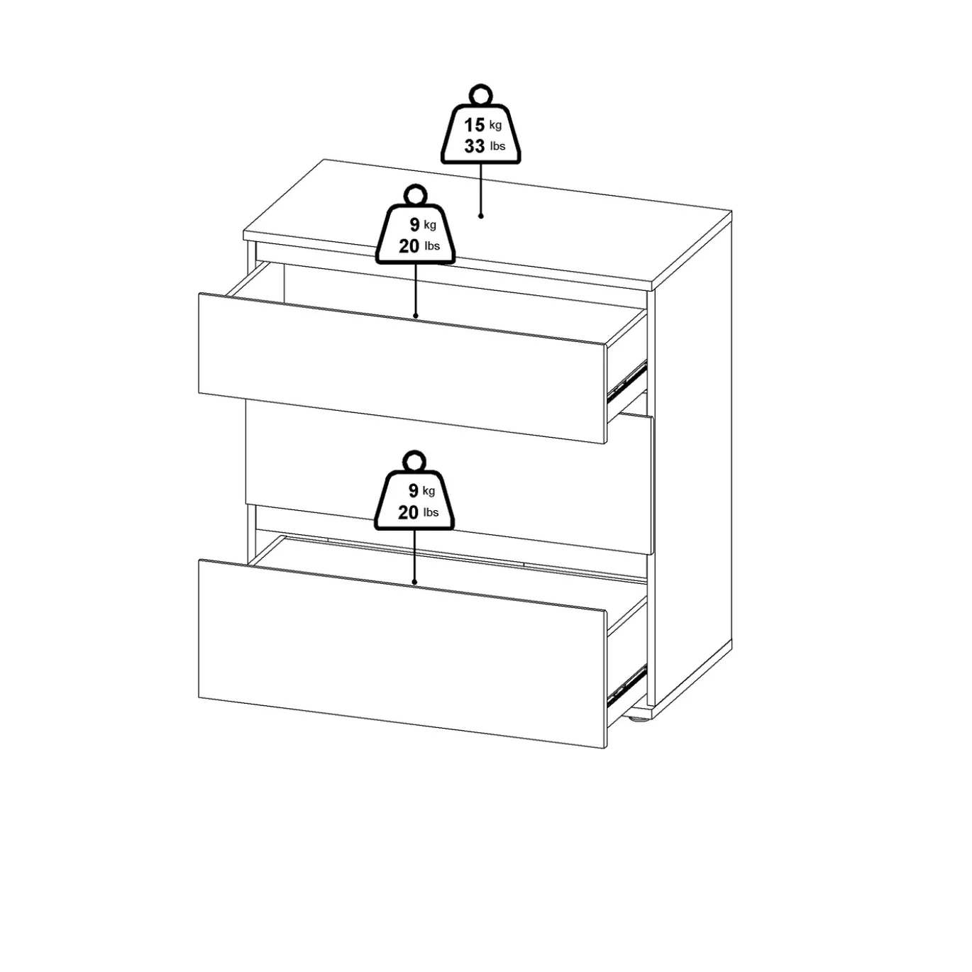Ladekast Nova 3 lades Wit - Giga Living