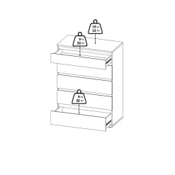 Ladekast Nova 5 lades Wit 77x106cm - Giga Living