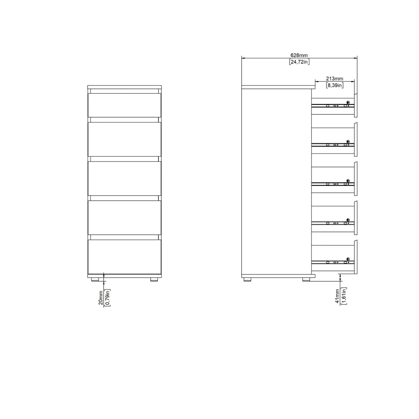 Ladekast Nova Wit 40cm - Giga Living