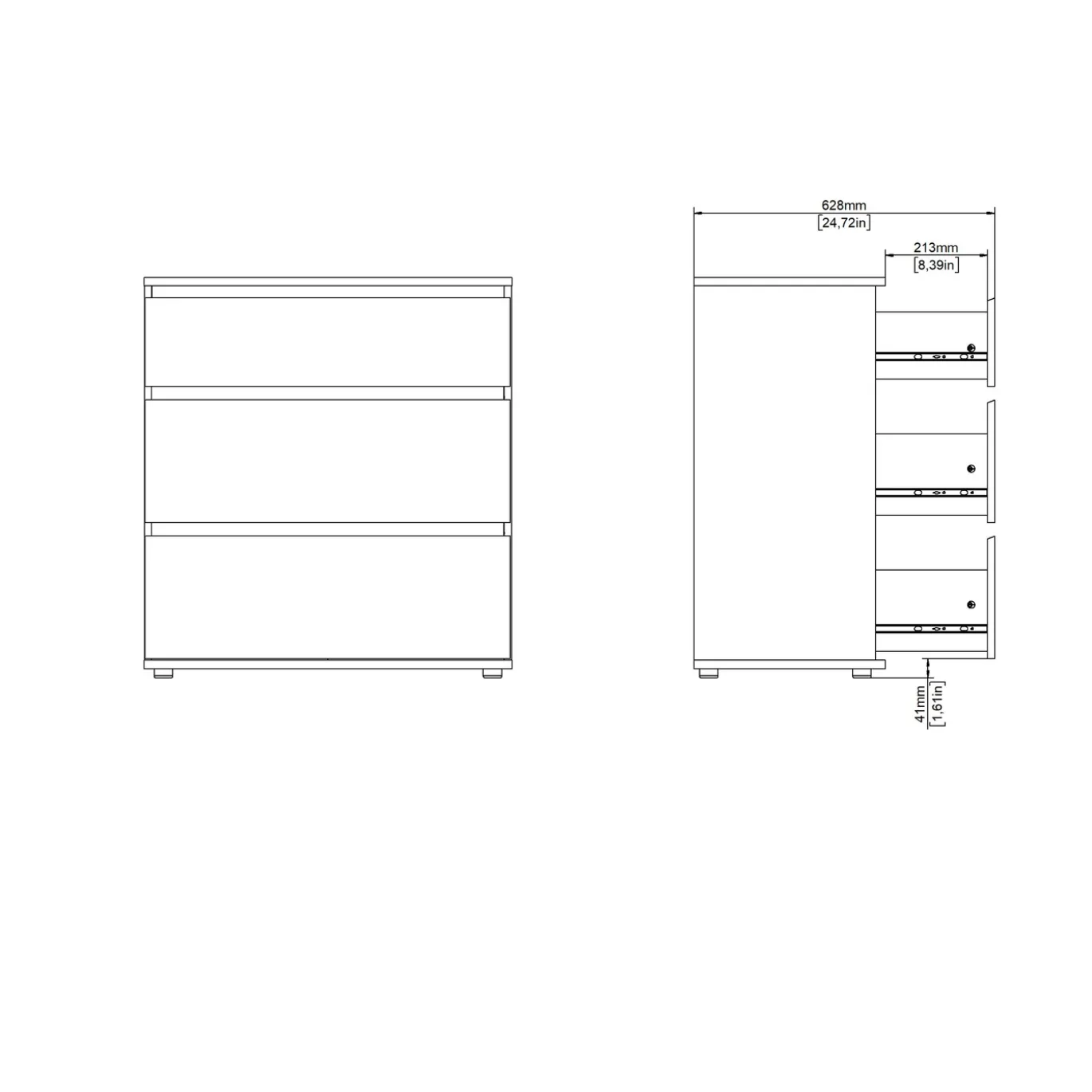 Ladekast Nova Wit 3-lades - Giga Living
