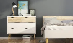 Ladekast Oslo Wit/Naturel 4-lades - Giga Living