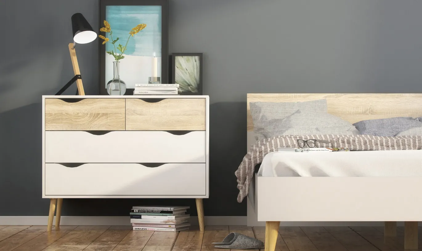 Ladekast Oslo Wit/Naturel 4-lades - Giga Living