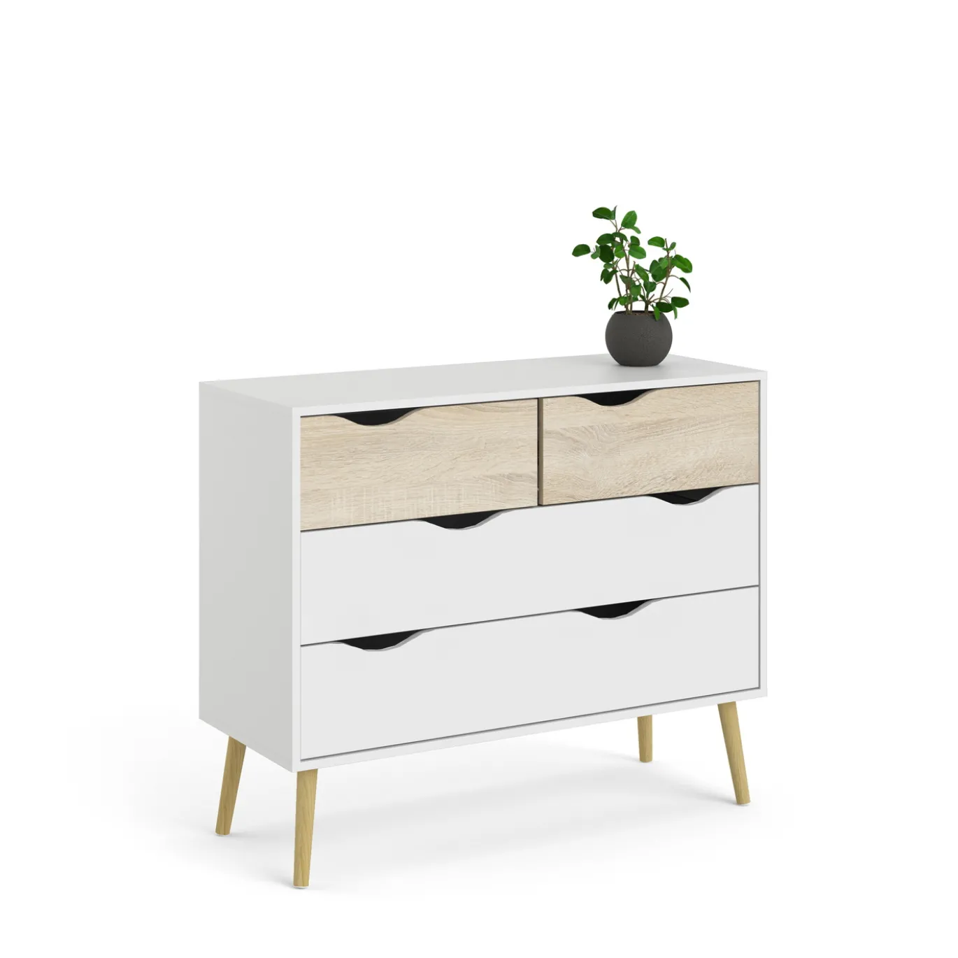 Ladekast Oslo Wit/Naturel 4-lades - Giga Living