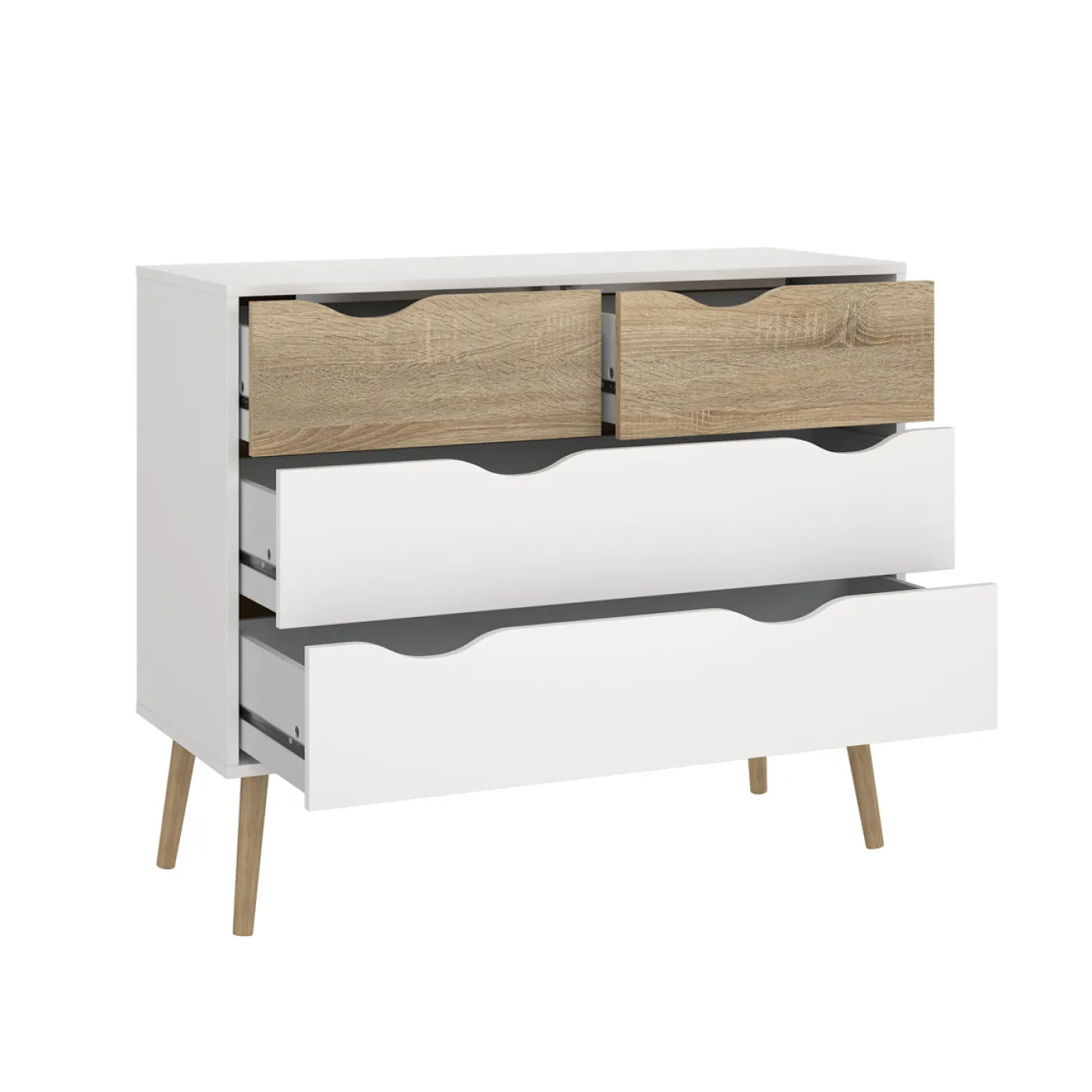 Ladekast Oslo Wit/Naturel 4-lades - Giga Living