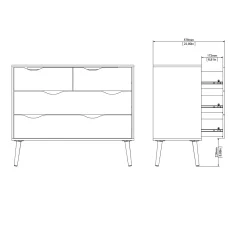 Ladekast Oslo Wit/Naturel 4-lades - Giga Living