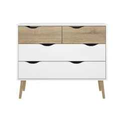 Ladekast Oslo Wit/Naturel 4-lades - Giga Living