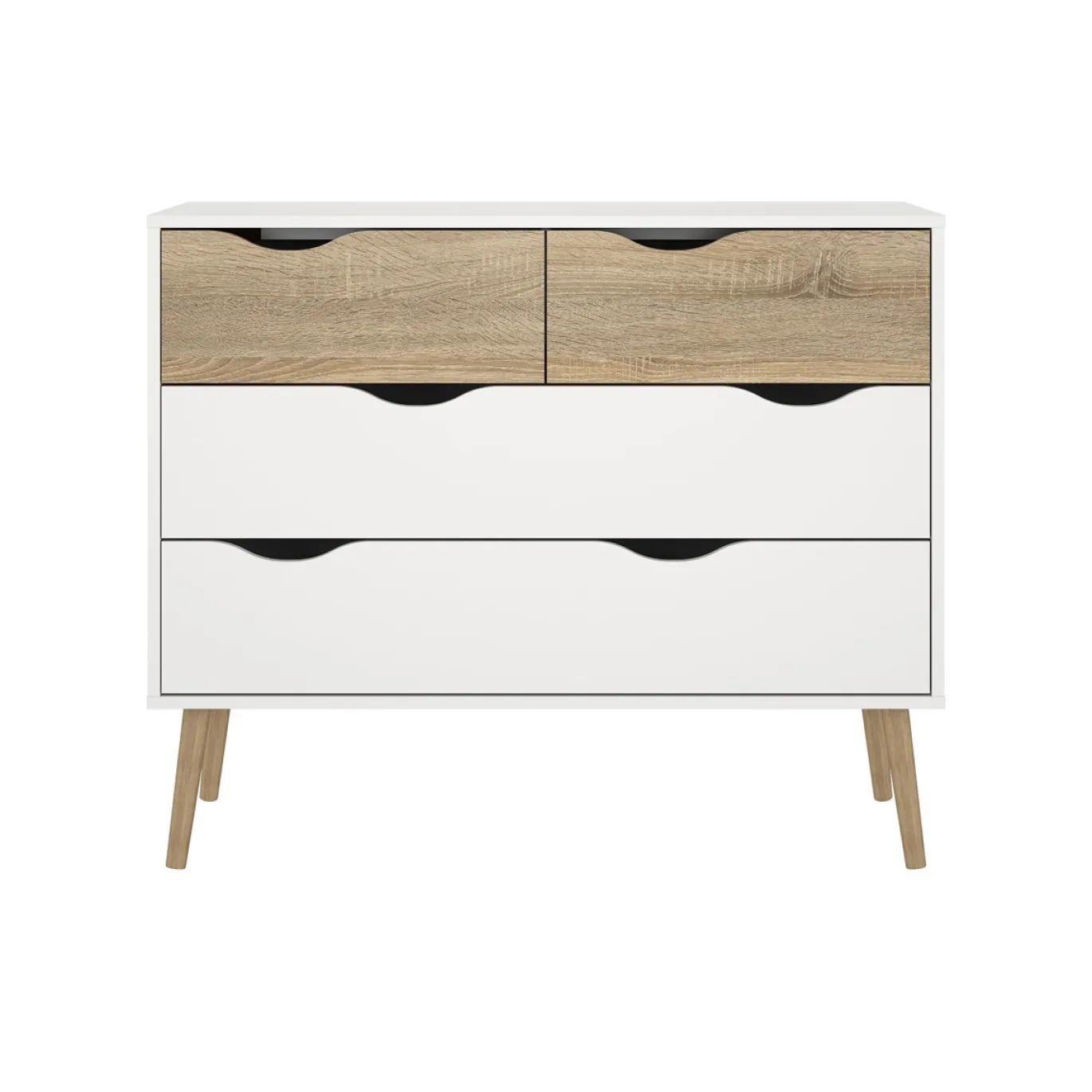 Ladekast Oslo Wit/Naturel 4-lades - Giga Living